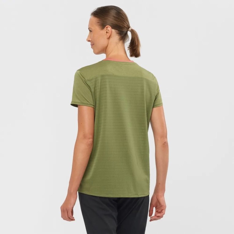 Camiseta Salomon Outline Summer Corta Sleeve Mujer Verde Oliva | MX WXHB026